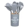Alpina - Set of silicone kitchen utensils with a stand, 12 pieces