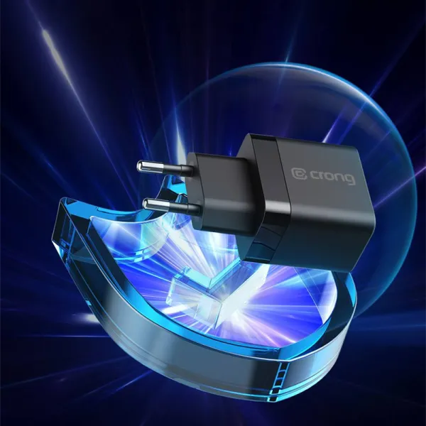 Crong Ultra Compact GaN - 2x USB-C 35W PD 3.0 Wall Charger with PPS (Black)