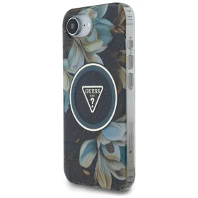 Guess IML Metal Glitter Flowers Triangle MagSafe - Case for iPhone 16e (black)
