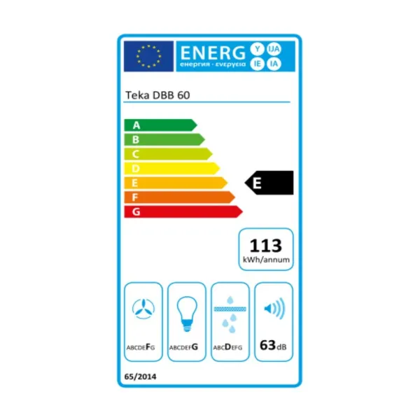 Parastais pārvalks Teka CAMPANA DBB 60 NEGRO 60 cm 380 m3/h 60 dB 195W Melns