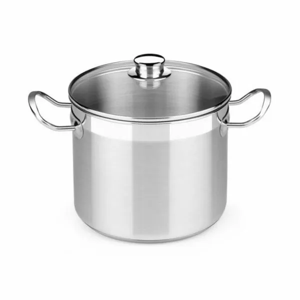 Katliņš ar stikla vāciņu BRA Profesional 8,5 L Nerūsējošais tērauds Ø 24 cm Daudzkrāsains Tērauds Nerūsējošais tērauds 18/10