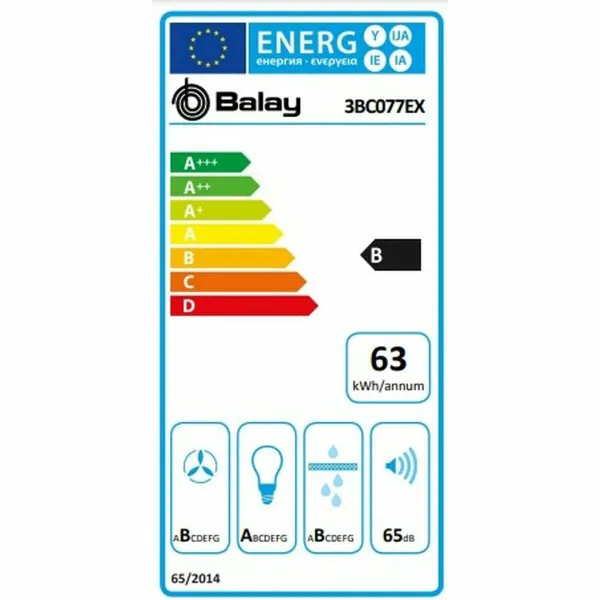 Įprastas gaubtas Balay 3BC077EX 75 cm 720 m3/h 65 dB 255W Plienas
