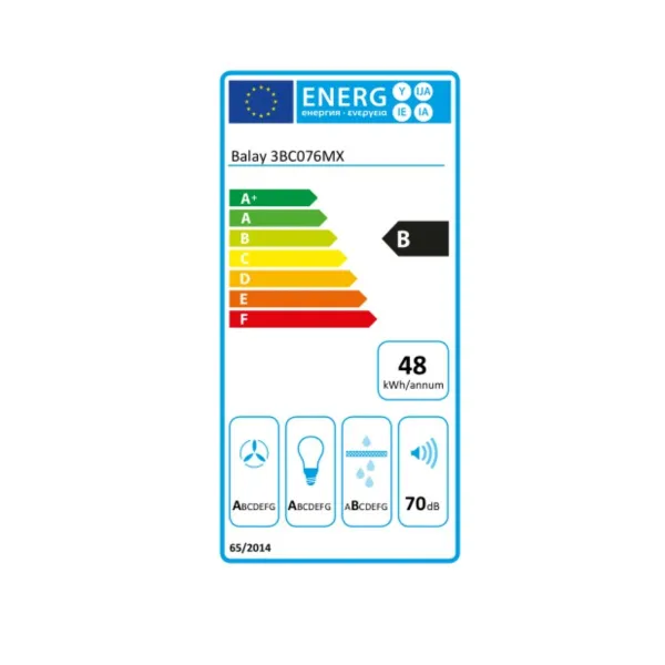 Liesituuletin Balay 3BC076MX 75 cm 590 m3/h 70 dB 220W Teräs