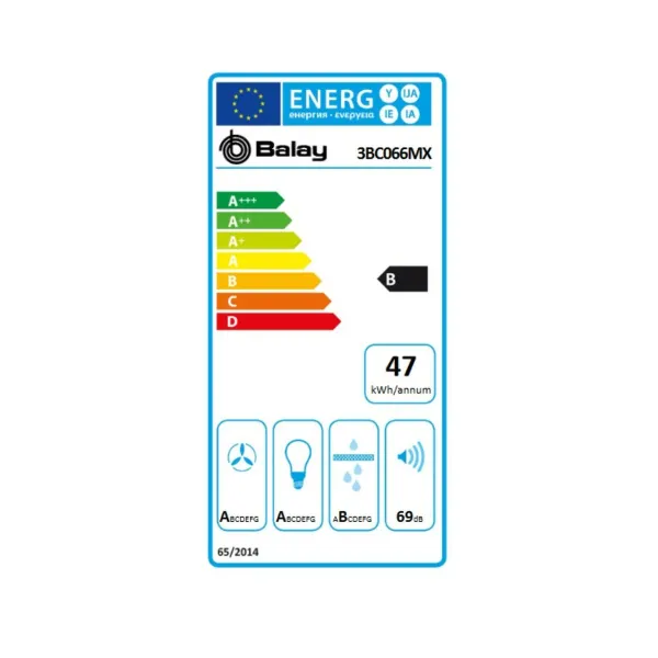 Parastais pārvalks Balay 3BC066MX 60 cm 590 m3/h 69 dB 220 W