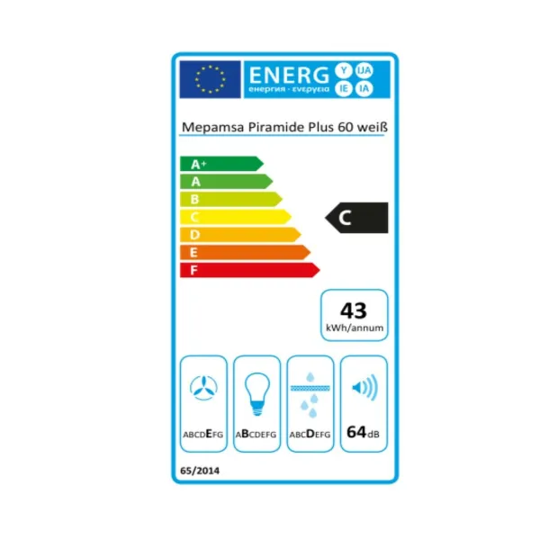 Įprastas gaubtas Mepamsa Piramide Plus 60 cm 290 m³/h 65W C