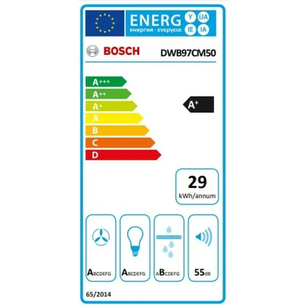 Įprastas gaubtas BOSCH DWB97CM50 90 cm 430 m3/h 140W A+ Sidabras Plienas