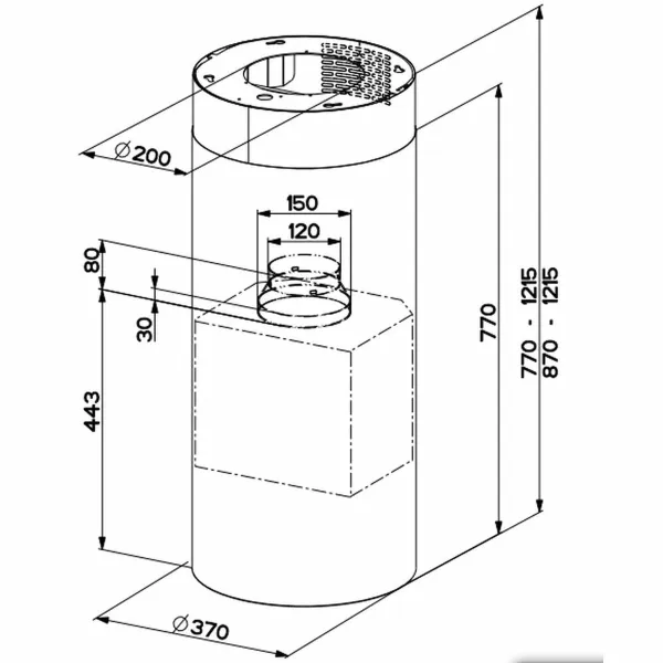 Традиционная вытяжка Mepamsa CYLINDRA ISLA PRO 750 m3/h Белый (37 cm)