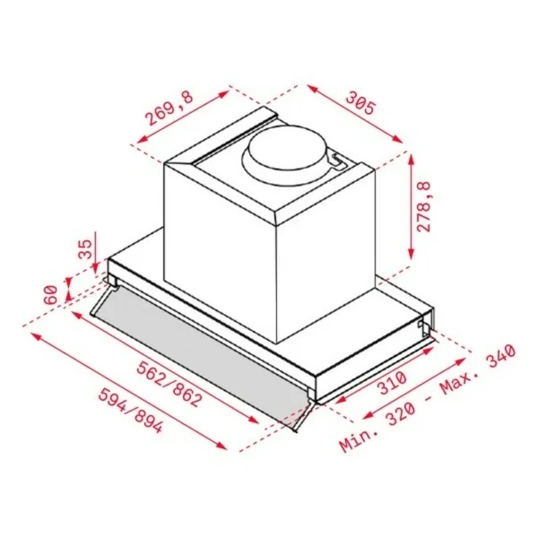 Įprastas gaubtas Teka 113100000 90 cm 255 m3/h 50 dB 250W Sidabras Plienas A