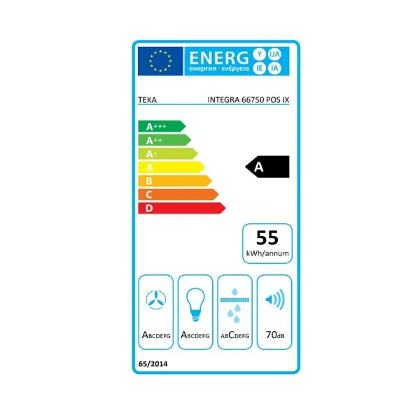 Įprastas gaubtas Teka 113100000 90 cm 255 m3/h 50 dB 250W Sidabras Plienas A