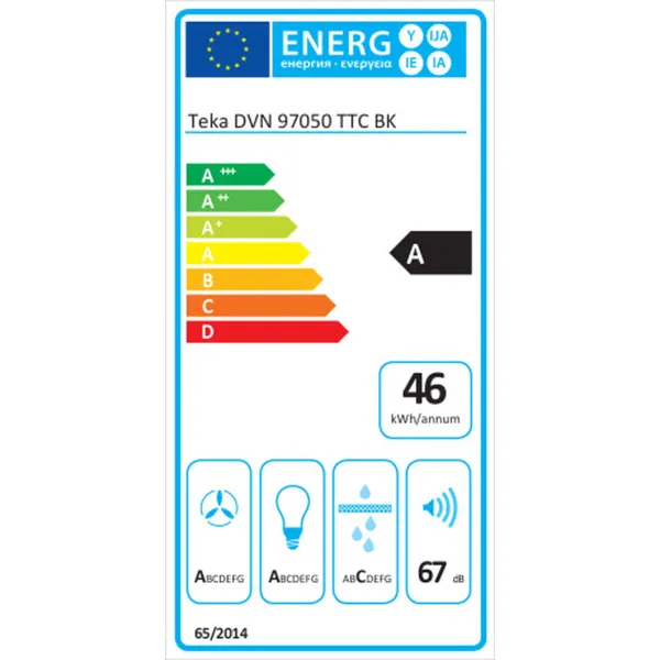 Parastais pārvalks Teka DVN 97050 TTC BK 230W 480 m3/h 90 cm Melns