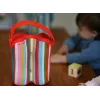 BUILT Bottle Buddy Two Bottle Tote with holder (Baby Pink Stripe)