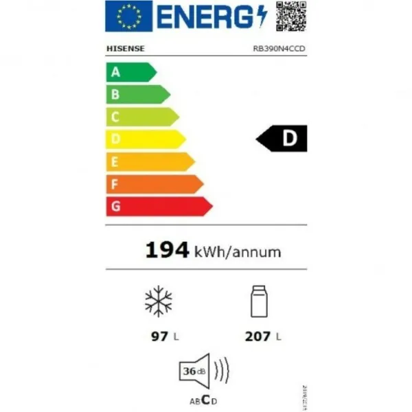 Kombinēts ledusskapis Hisense RB390N4CCD  Tērauds