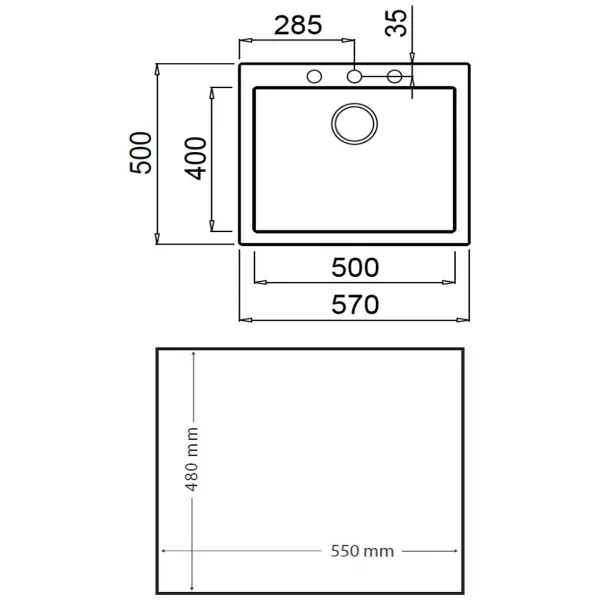Kriauklė su viena plautuve Teka Forsquare 50.40 TG Balta