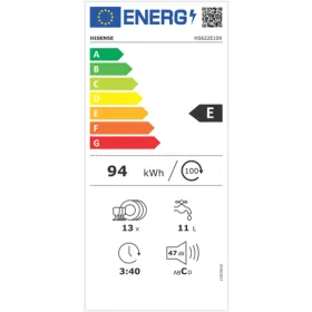 Indų plovimo mašina Hisense HS622E10X 60 cm Pilka