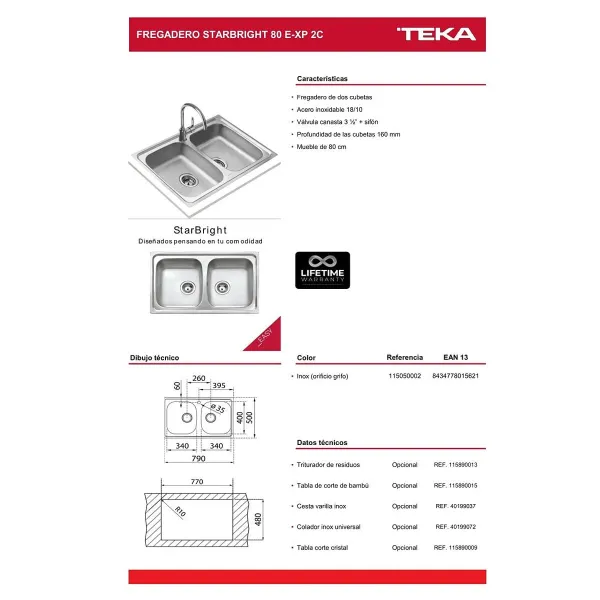 Kahesed Valamud Teka STARBRIGHT 80 E-XP 2C