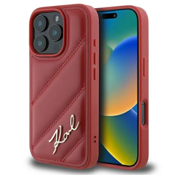 Karl Lagerfeld Quilted Signature - Case for iPhone 16 Pro (red)