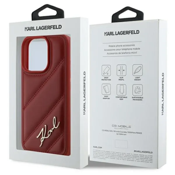 Karl Lagerfeld Quilted Signature - Case for iPhone 16 Pro (red)