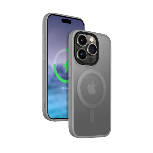 Crong Hybrid Frost MAG Cover - iPhone 15 Pro MagSafe Case (Gray)