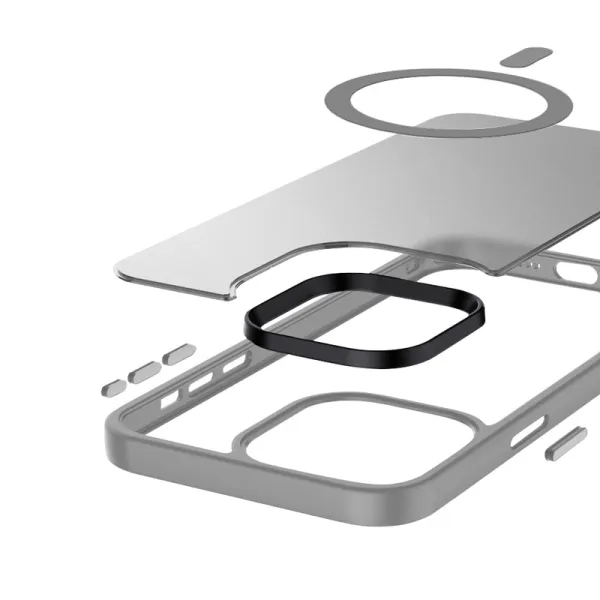 Crong Hybrid Frost MAG Cover - iPhone 15 Pro MagSafe Case (Gray)