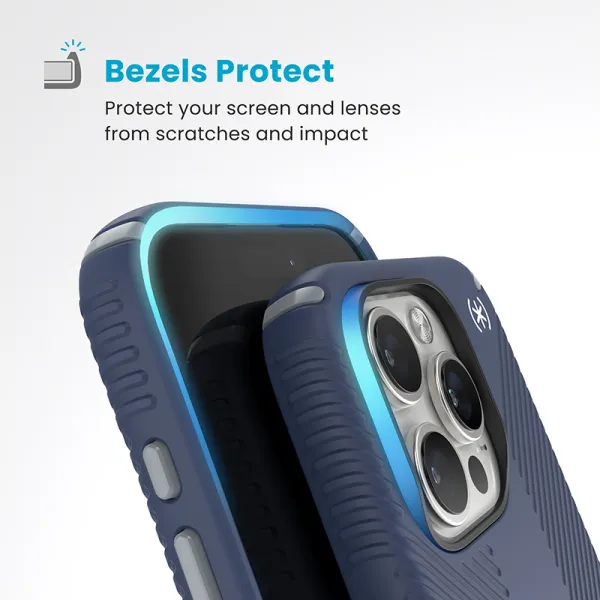 Speck Presidio2 Grip ClickLock & MagSafe - iPhone 16 Pro Case (Coastal Blue / Dust Gray / White)