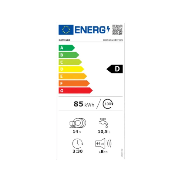 Indų plovimo mašina Samsung DW60CG550FWQET 60 cm