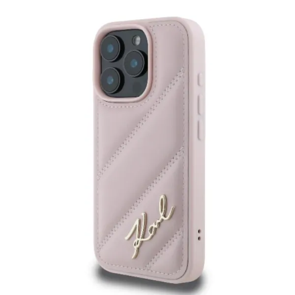 Karl Lagerfeld Quilted Signature - Case for iPhone 16 Pro (pink)