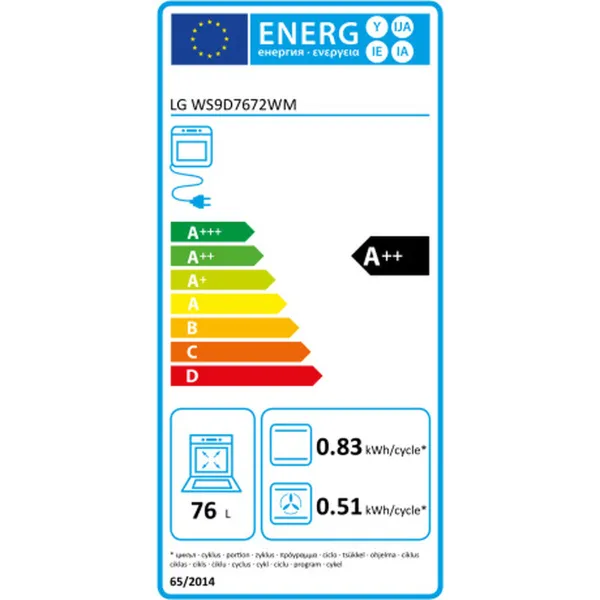 Духовка с пиролитической системой очистки LG WS9D7672WM 3500 W 76 L