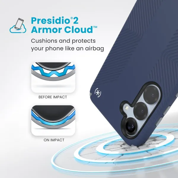 Speck Presidio2 Grip Magnet - Samsung Galaxy S25+ / 24+ MagSafe Case (Coastal Blue/Dust Gray/White)