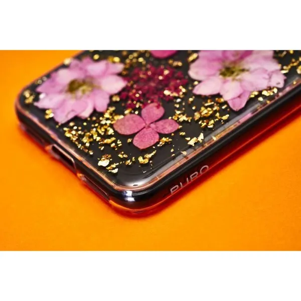 PURO Glam Hippie Chic Cover - Case for iPhone XR (real green flower petals)