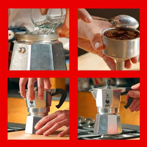 Vanhanaikainen Italialainen Mokkapannu Bialetti 0001167/MR Hopeinen