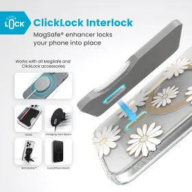 Speck Presidio Lux ClickLock & MagSafe - iPhone 16 Plus Case (Sunshine Daisies / Clear / Gold)