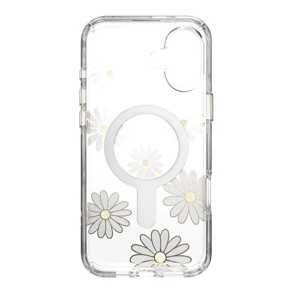 Speck Presidio Lux ClickLock & MagSafe - iPhone 16 Plus Case (Sunshine Daisies / Clear / Gold)
