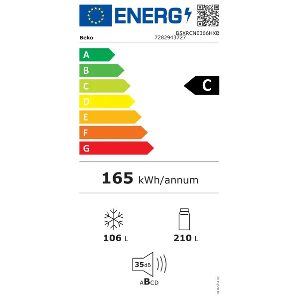 Jääkaappipakastin BEKO B5XRCNE366HXB Teräs 366 L