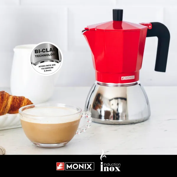 Итальянская Kофеварка BRA INOX RED 3T Красный
