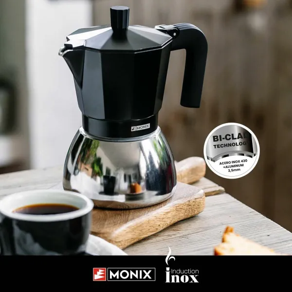 Vanhanaikainen Italialainen Mokkapannu BRA INOX BLACK 9T Musta 470 ml