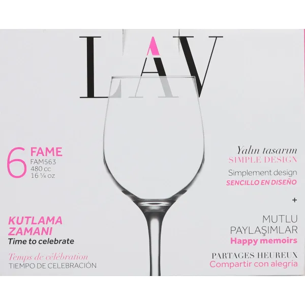 Wine glass set LAV Fame high 6 Pieces (6 Units)