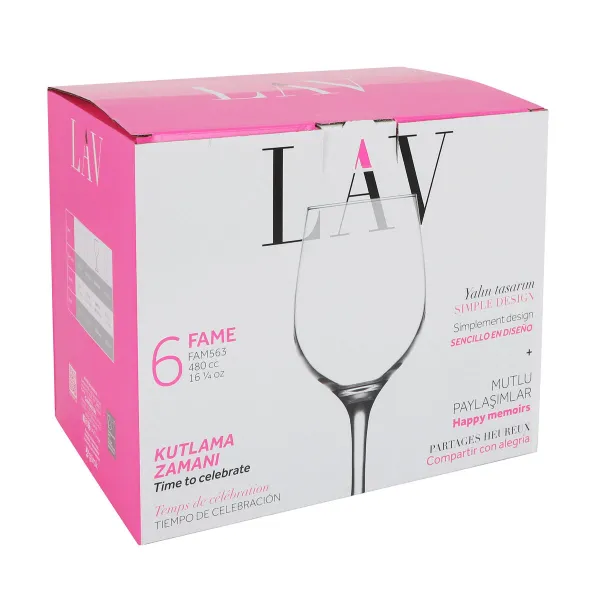 Набор бокалов для вина LAV Fame high 6 Предметы (6 штук)