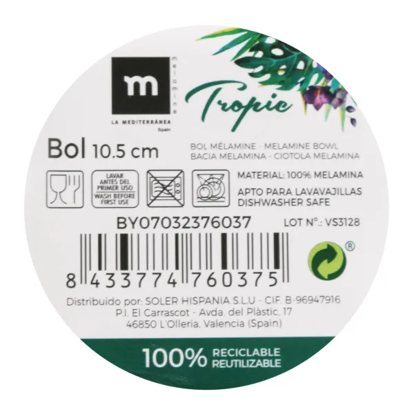 Snack Kulho La Mediterránea  TROPIC 10 x 5 cm (36 Osaa)