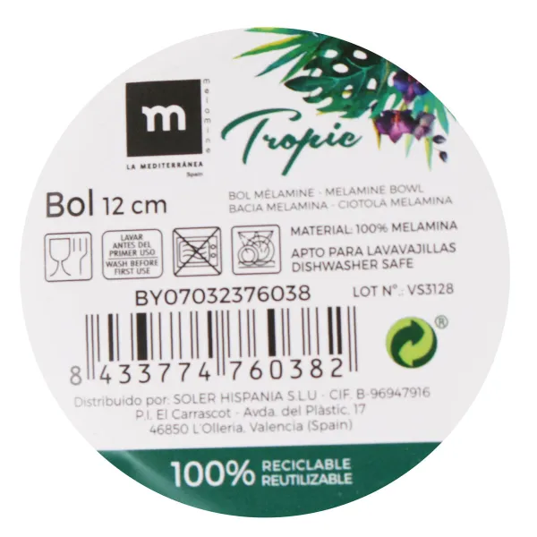 Snack Bowl La Mediterránea  TROPIC 11,5 X 6 cm (24 Units)