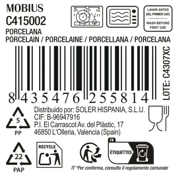 Jälkiruokalautanen La Mediterránea Mobius (18 osaa) (ø 19 cm)