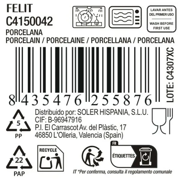 Plokščia lėkštė La Mediterránea Felit (18 vnt.) (Ø 20,5 cm)