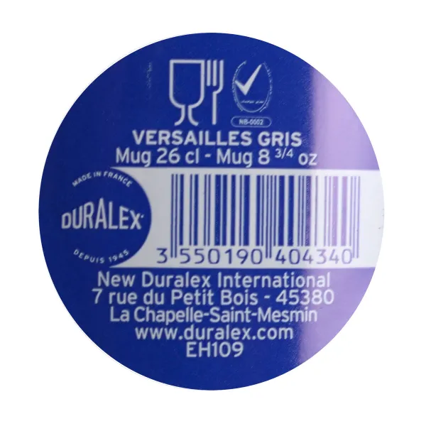 Puodelis Duralex Versailles Sudedamas Pilka 260 ml (72 Vienetai)