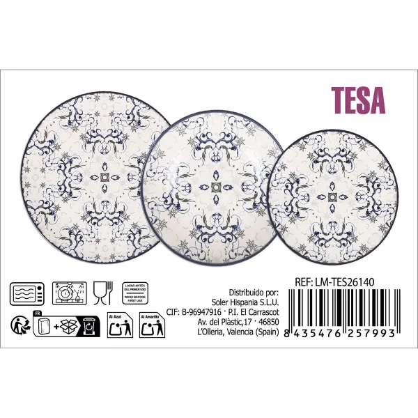 Dinnerware Set La Mediterránea Tesa 12 Pieces Porcelain (2 Units)