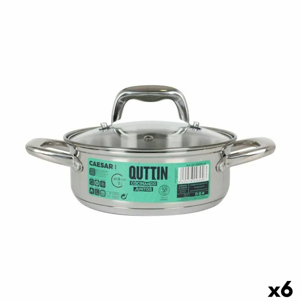 Кастрюля со стеклянной крышкой Quttin Caesar ø 18 x 7 cm Сталь (6 штук)