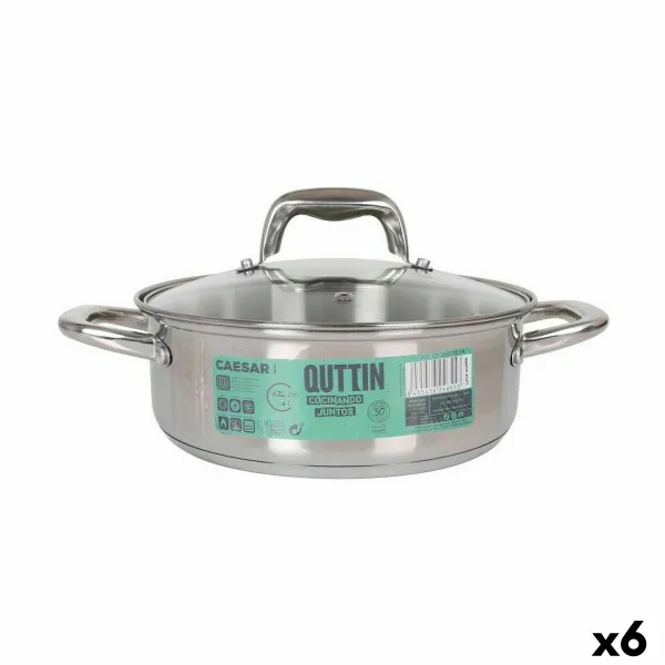 Кастрюля со стеклянной крышкой Quttin Caesar ø 22 x 8 cm Сталь (6 штук)