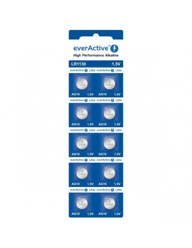 Batteries EverActive AG10 G10 LR1130 LR54 1,5 V (10 Units)