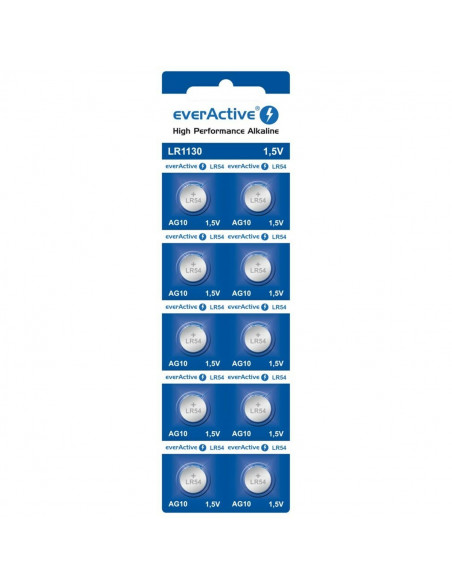 Batteries EverActive AG10 G10 LR1130 LR54 1,5 V (10 Units)