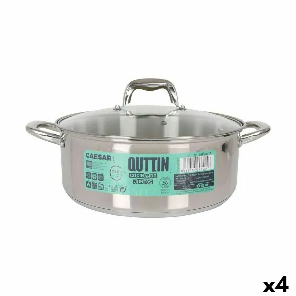 Кастрюля со стеклянной крышкой Quttin Caesar Ø 28 x 11 cm Сталь (4 штук)