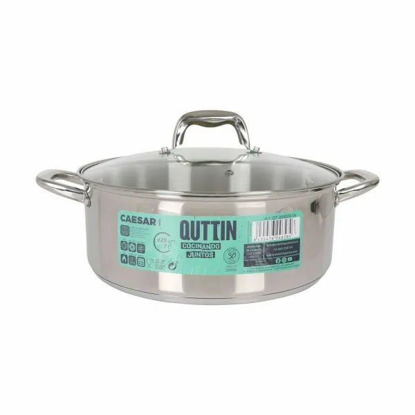 Кастрюля со стеклянной крышкой Quttin Caesar Ø 28 x 11 cm Сталь (4 штук)