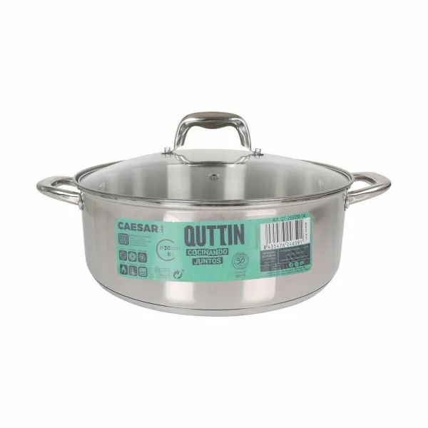 Кастрюля со стеклянной крышкой Quttin Caesar ø 30 x 11,5 cm Сталь (2 штук)